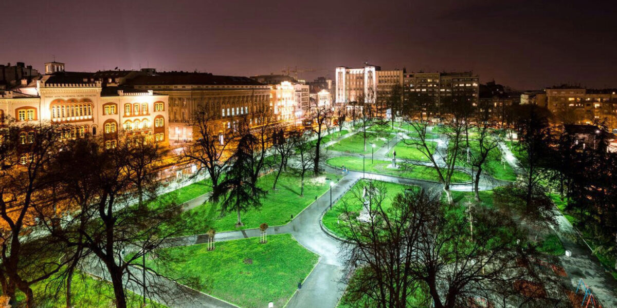 Students park in Belgrade